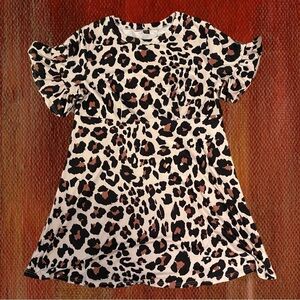 SHEIN Women’s Leopard Ruffle Sleeve Stretch Midi Dress